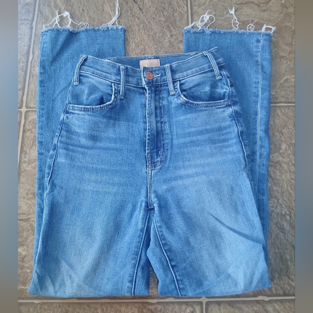 Mother Jeans The Hustler Ankle Fray, Healing Jar Sz 23 Stretch Denim Made In Usa